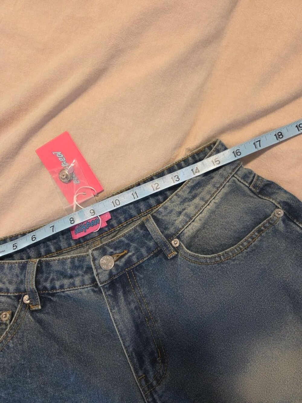 NEW Edikted Womens Wide-Leg High-Rise Jeans L Blue Denim Retro Streetwear - Picture 3 of 8